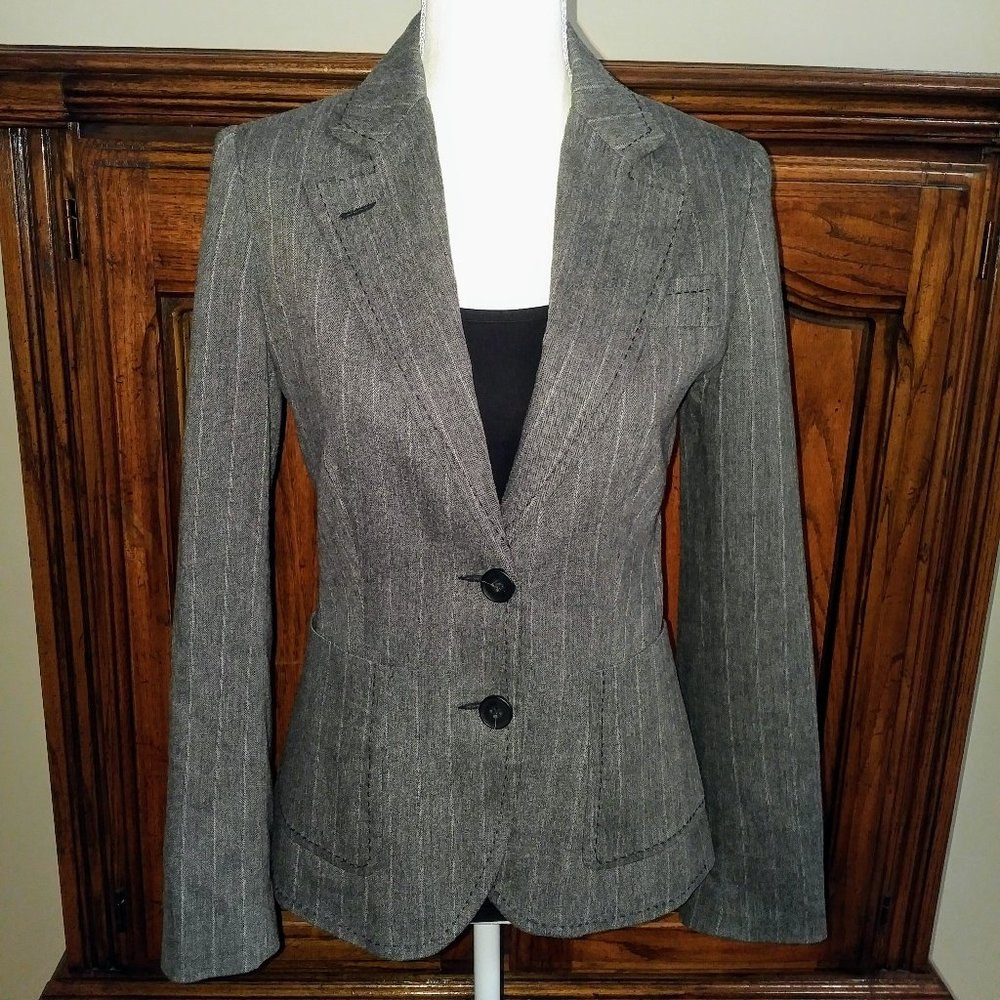Zara Basic Collection Pinstripe Gray Blazer - image 1